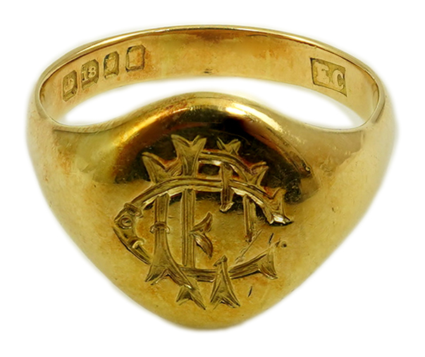 An early 20th century 18ct gold signet ring